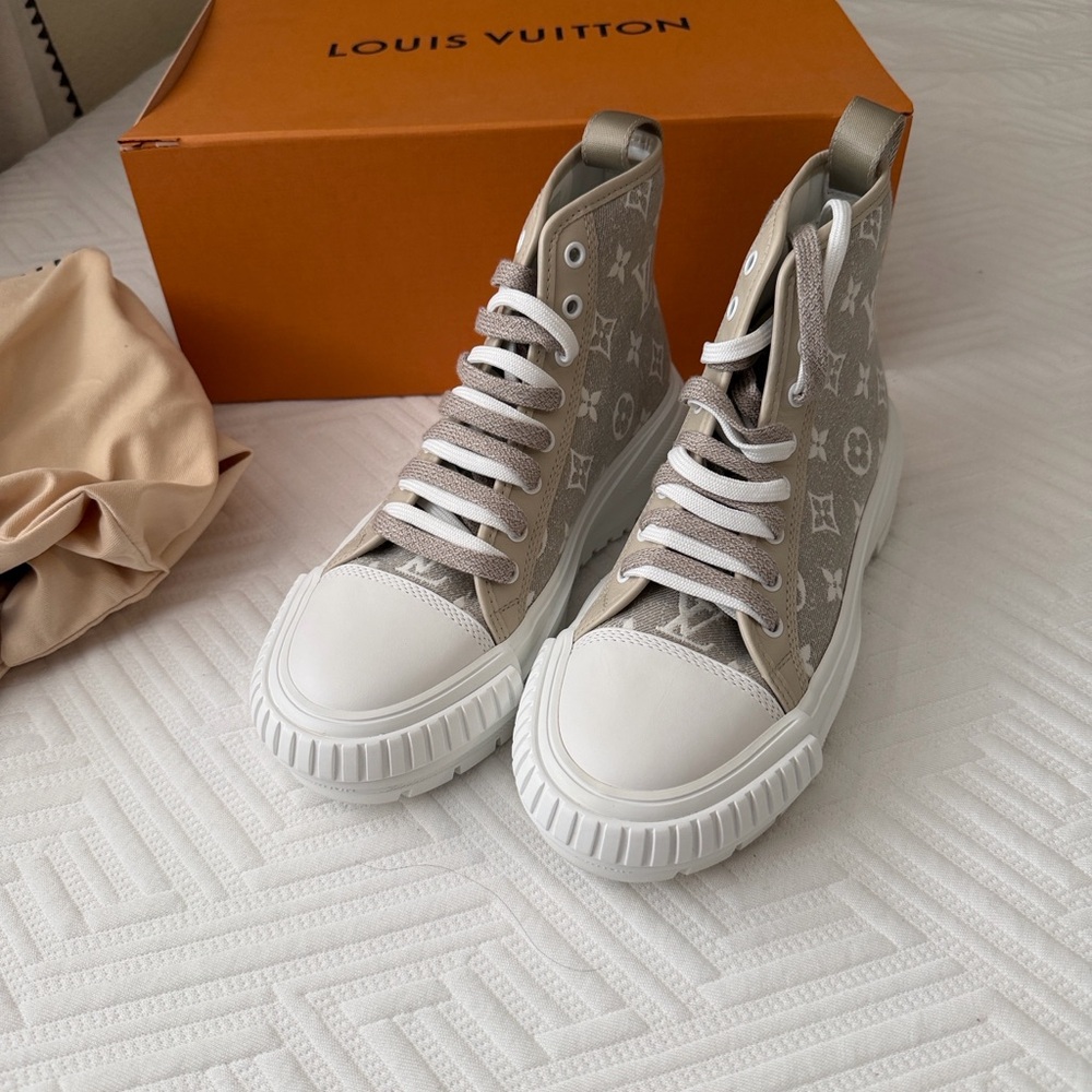 Louis Vuitton Taupe Monogram Hi-Top Sneakers